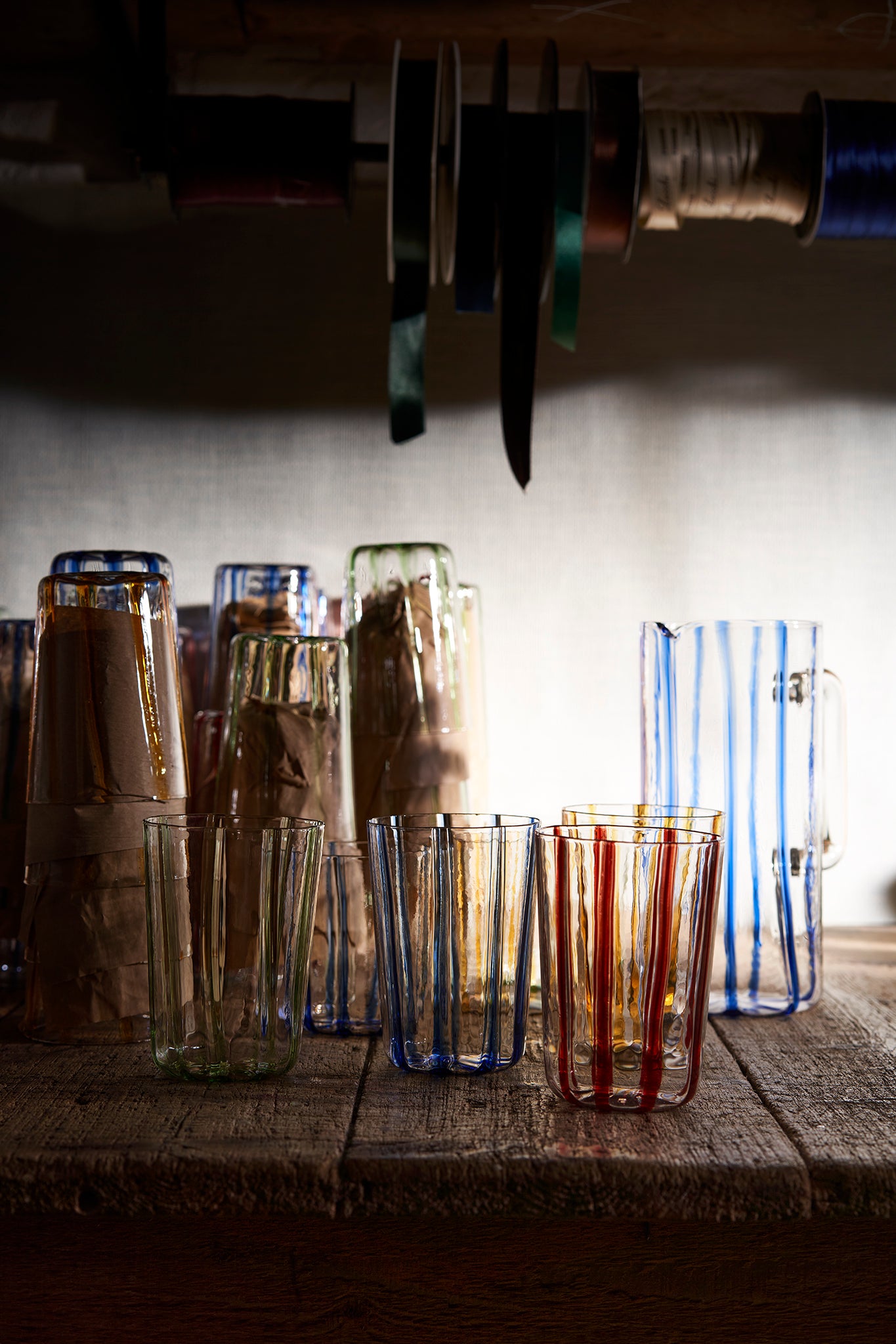 Striped glass caraffe artisanal Florence products