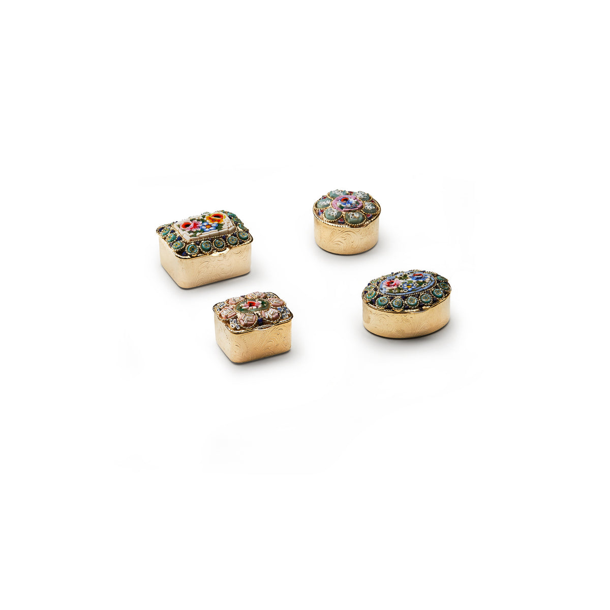 Traversari-Artisan-Mosaics-Product-Set-of-4-small-gold-plated-brass-boxes-with-glass-mosaic