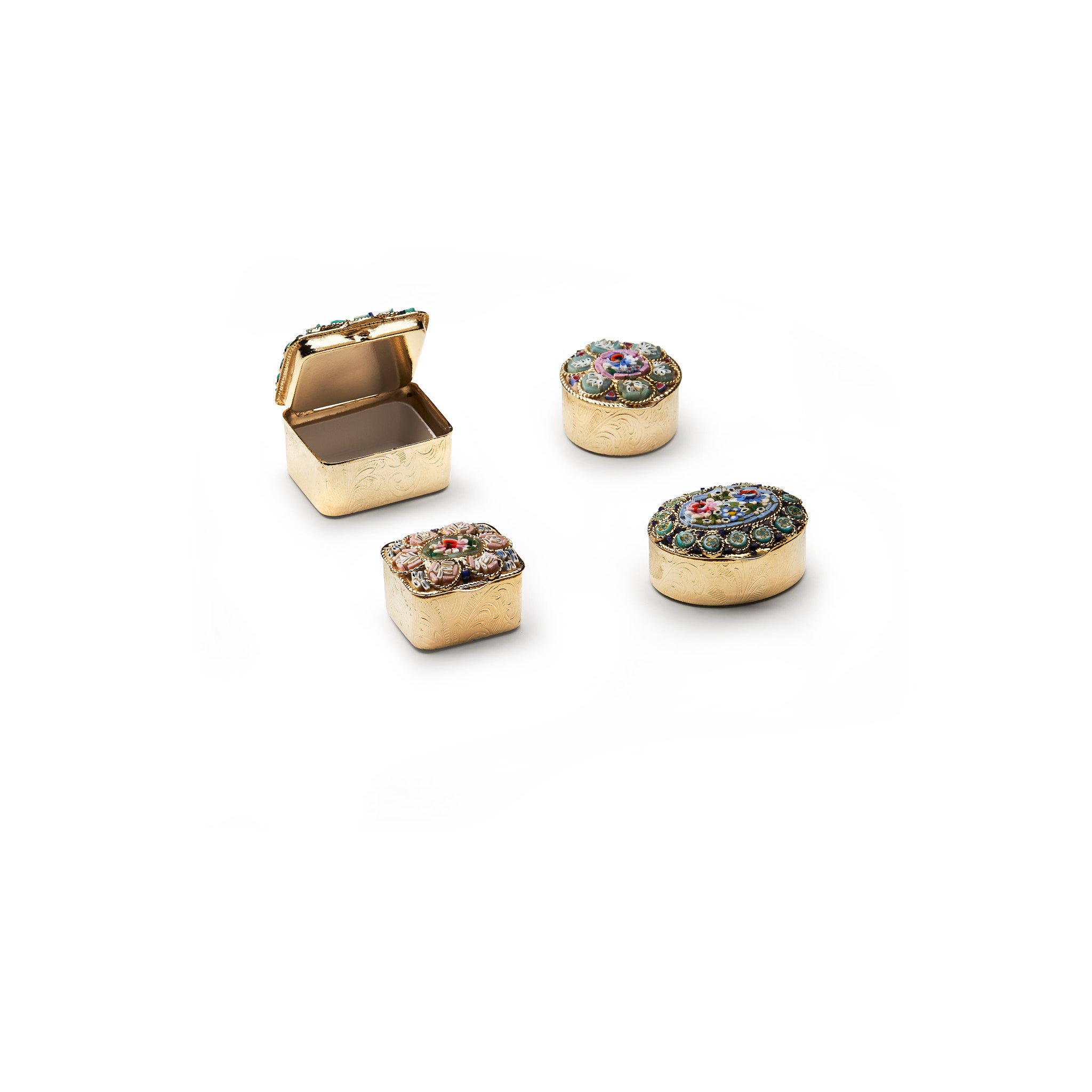 Traversari-Artisan-Mosaics-Product-Set-of-4-small-gold-plated-brass-boxes-with-glass-mosaic