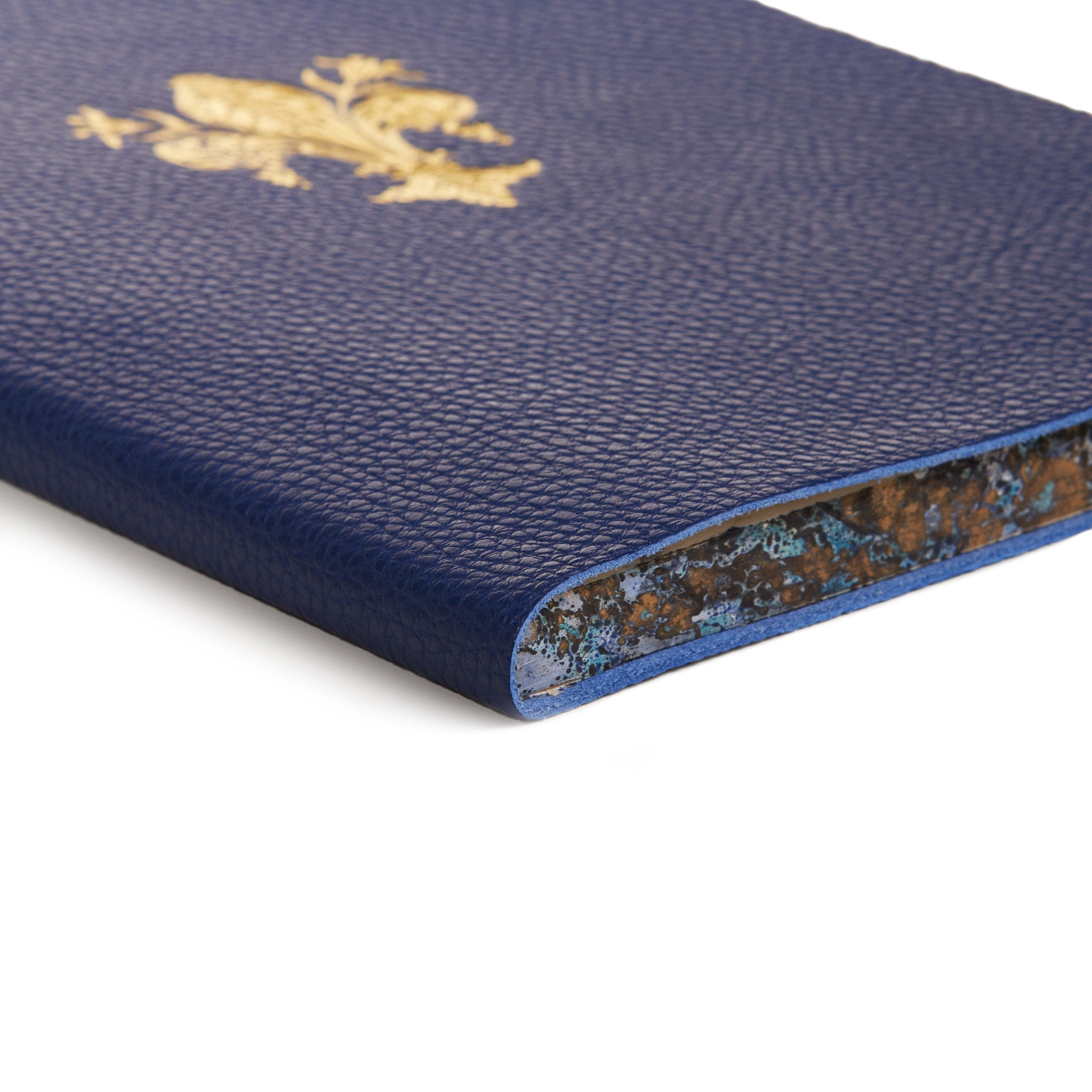 Leather Book with Golden Iris - Large-blue