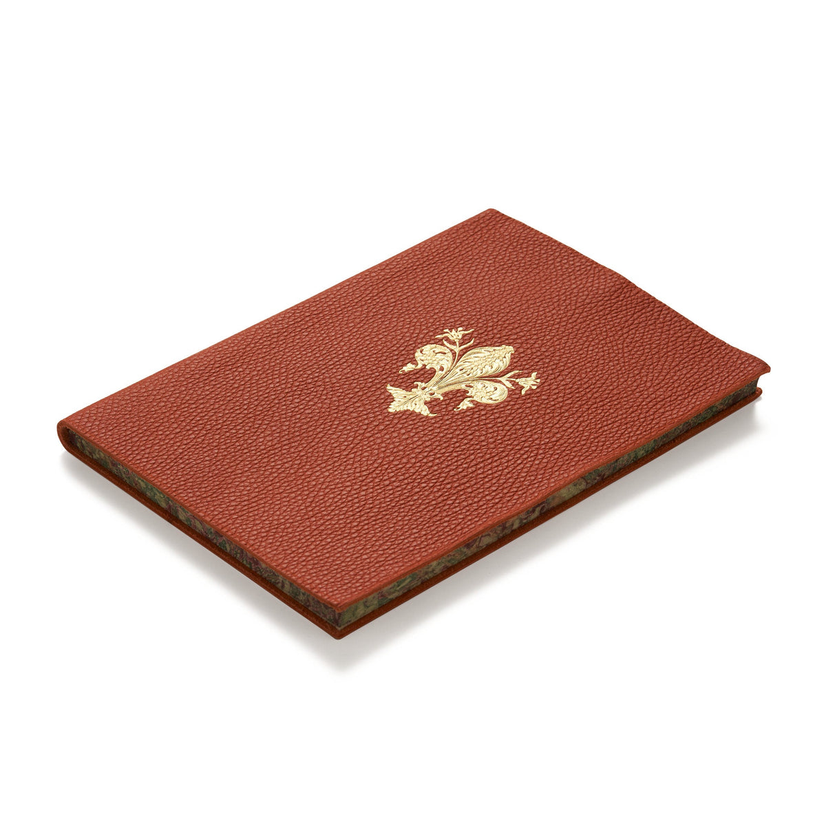 Leather Book with Golden Iris - Large-orange