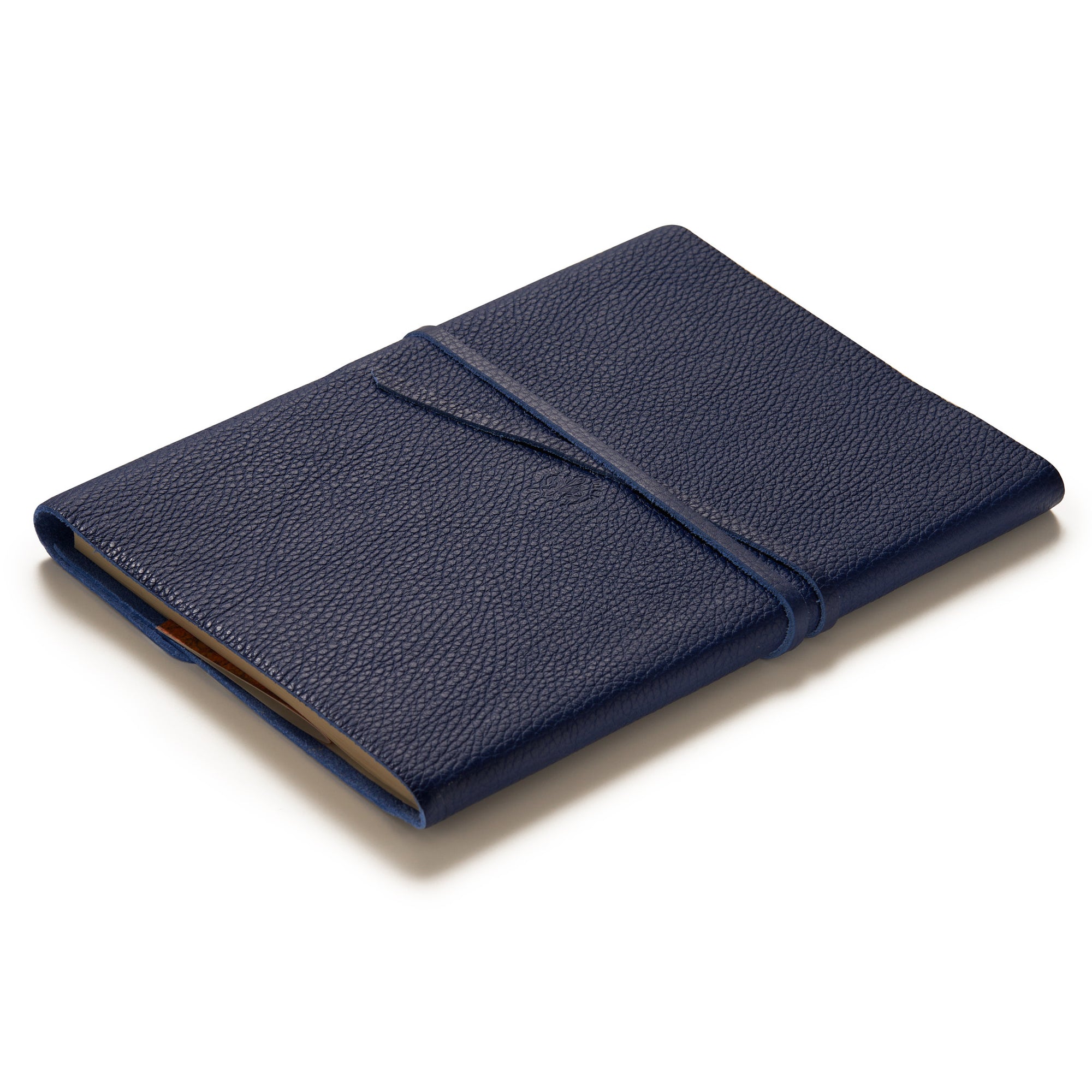 Large Leather Book with Strap - Blue