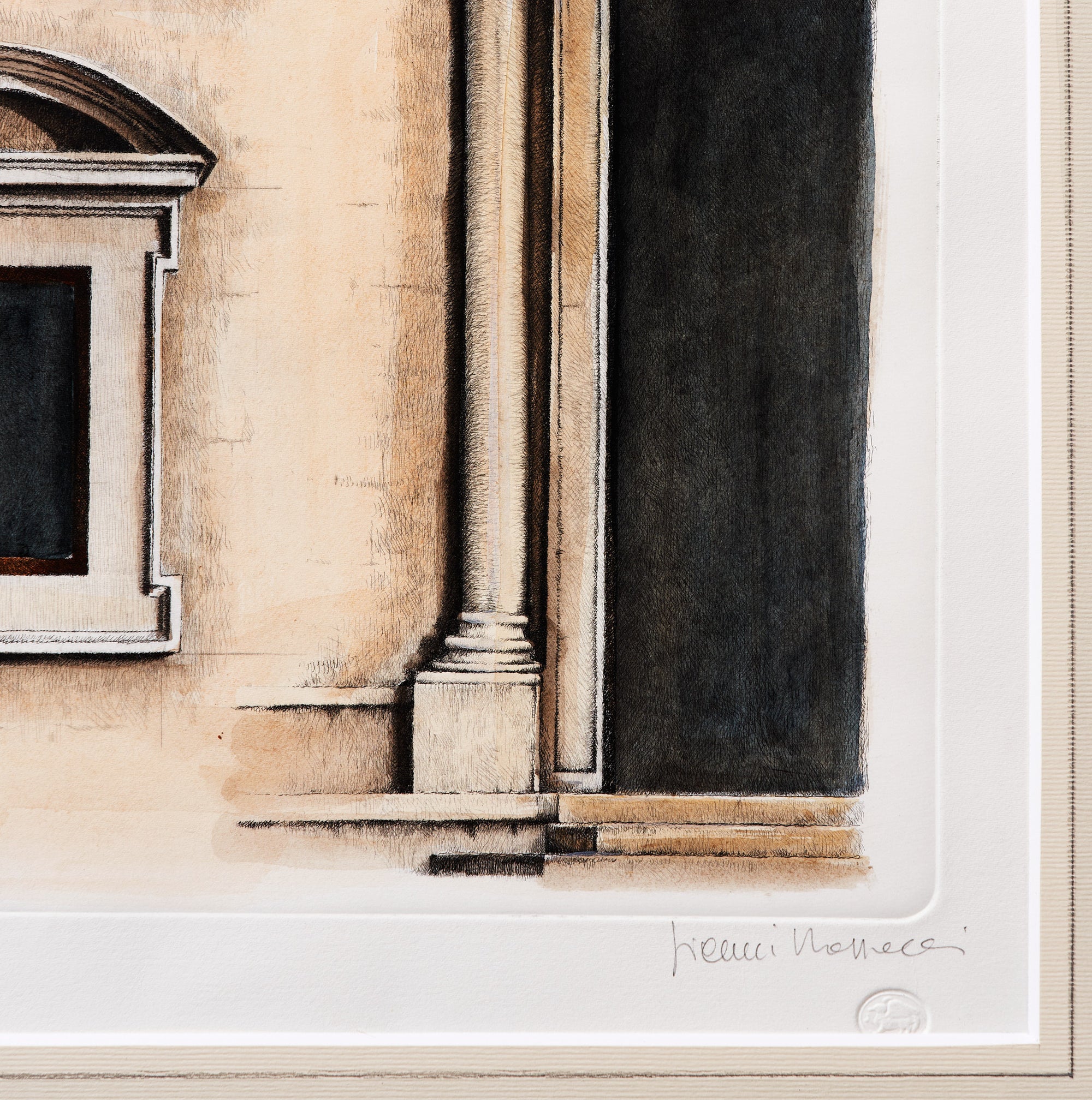 ippogrifo-artisan-etching-acquaforte-watercolor-architecture