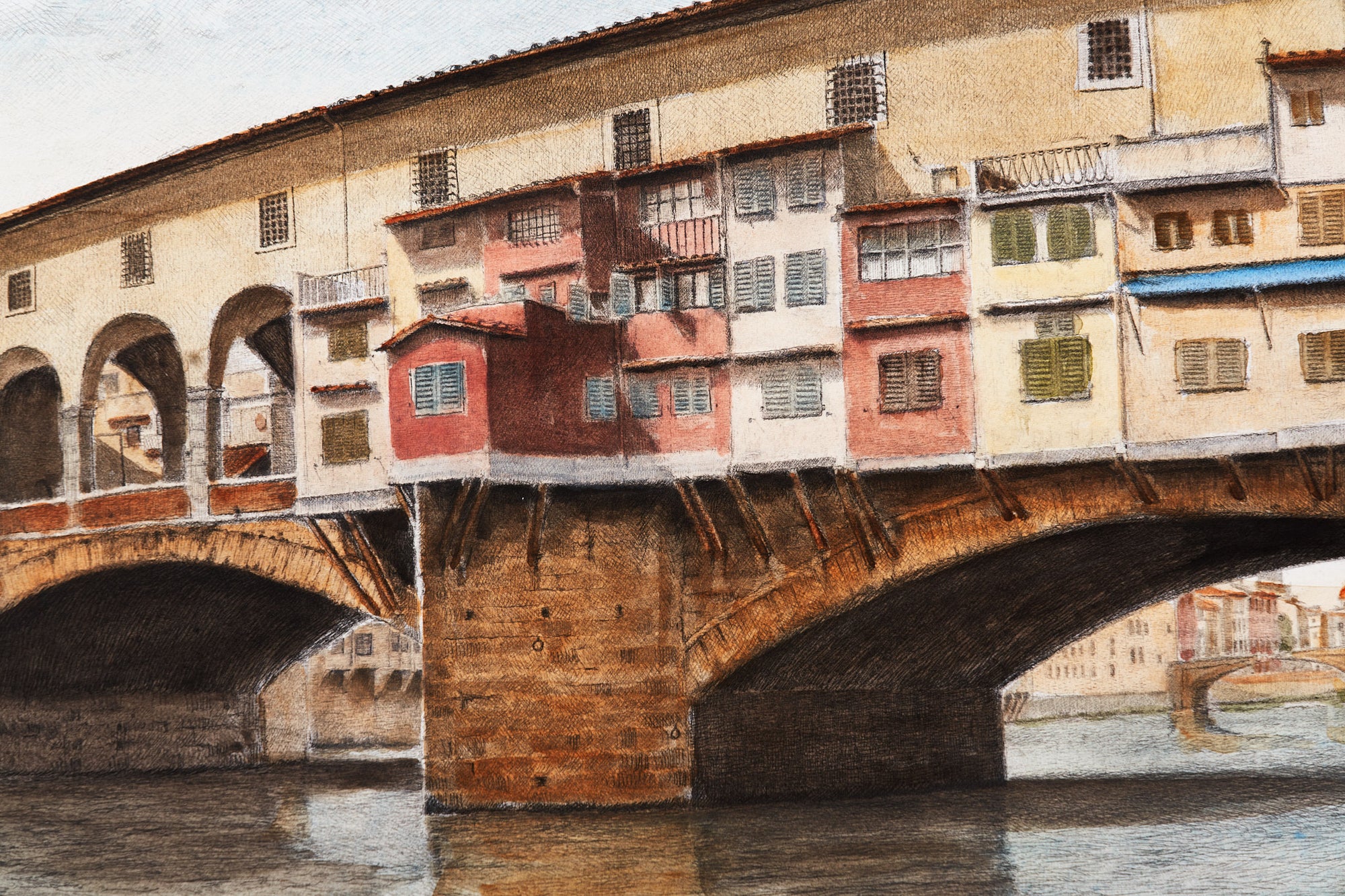 ippogrifo-artisan-etching-acquaforte-watercolor-color-ponte-vecchio