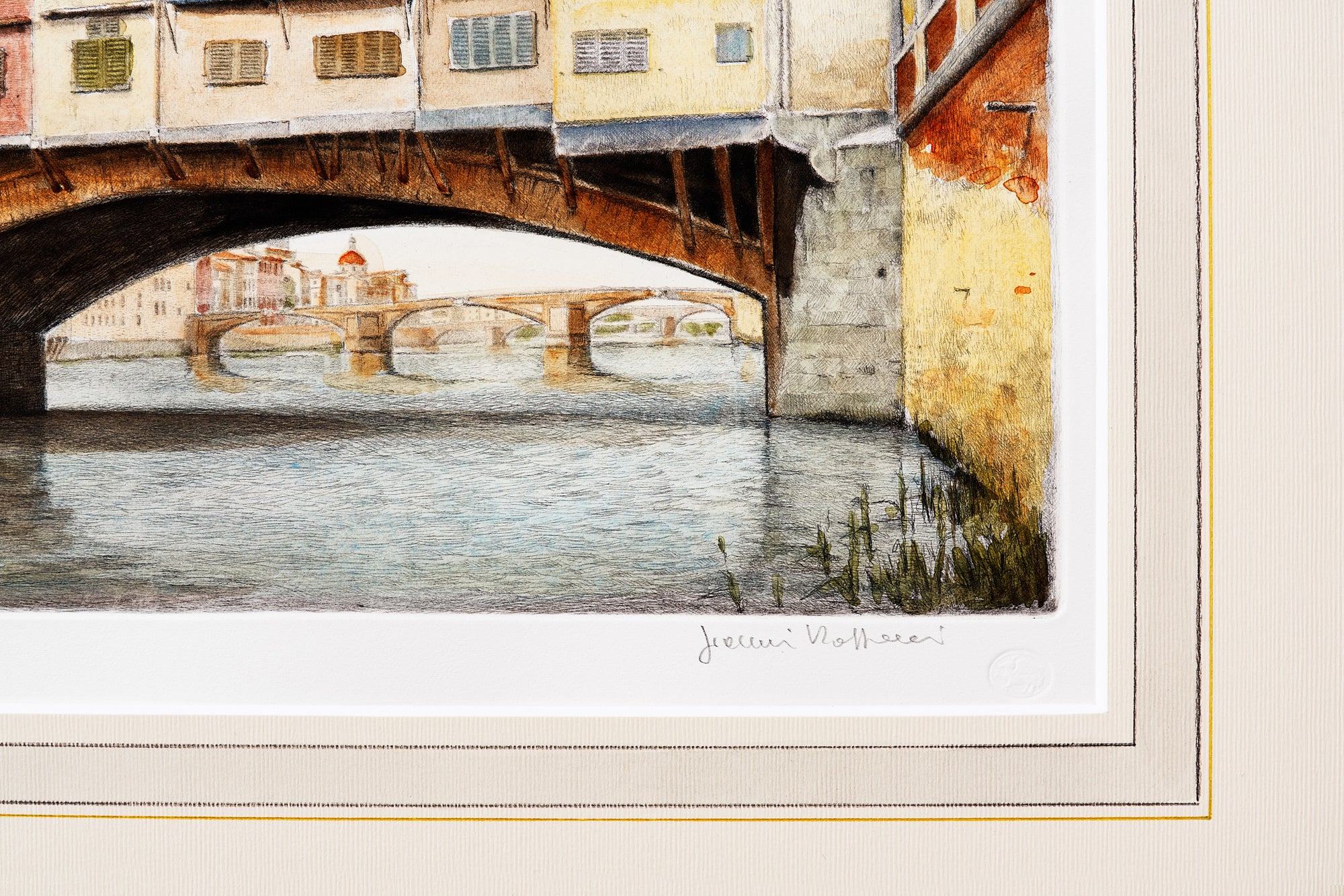 ippogrifo-artisan-etching-acquaforte-watercolor-color-ponte-vecchio
