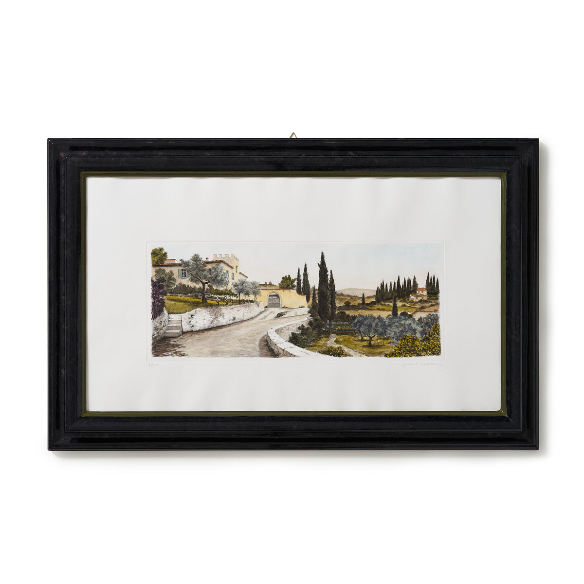 ippogrifo-artisan-etching-acquaforte-watercolor-villa-with-merlons