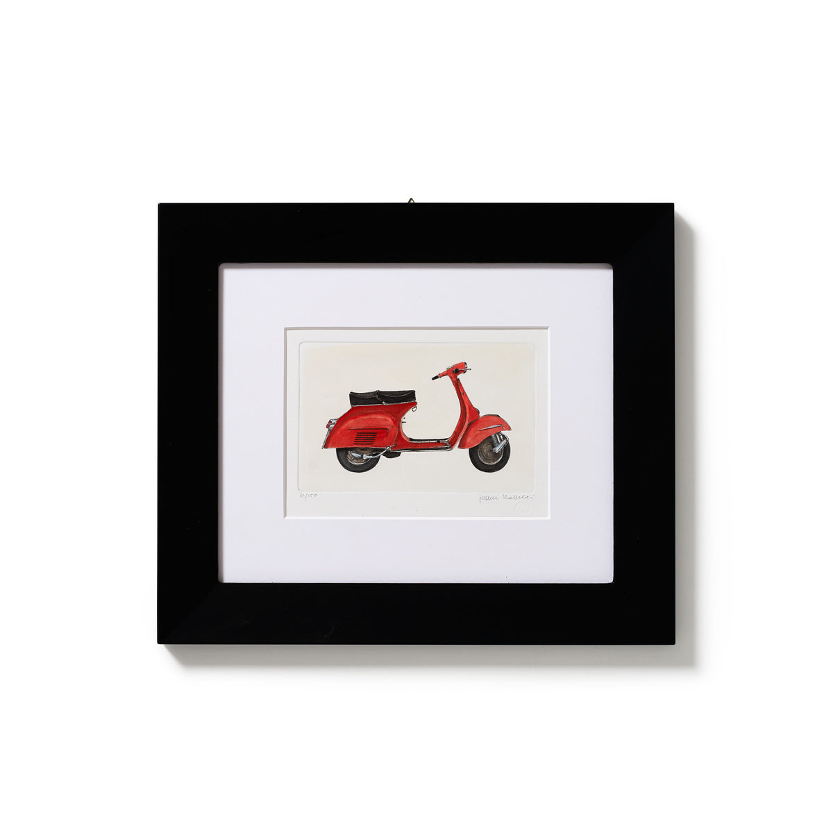 ippogrifo-artisan-etching-acquaforte-watercolor-red-vespa