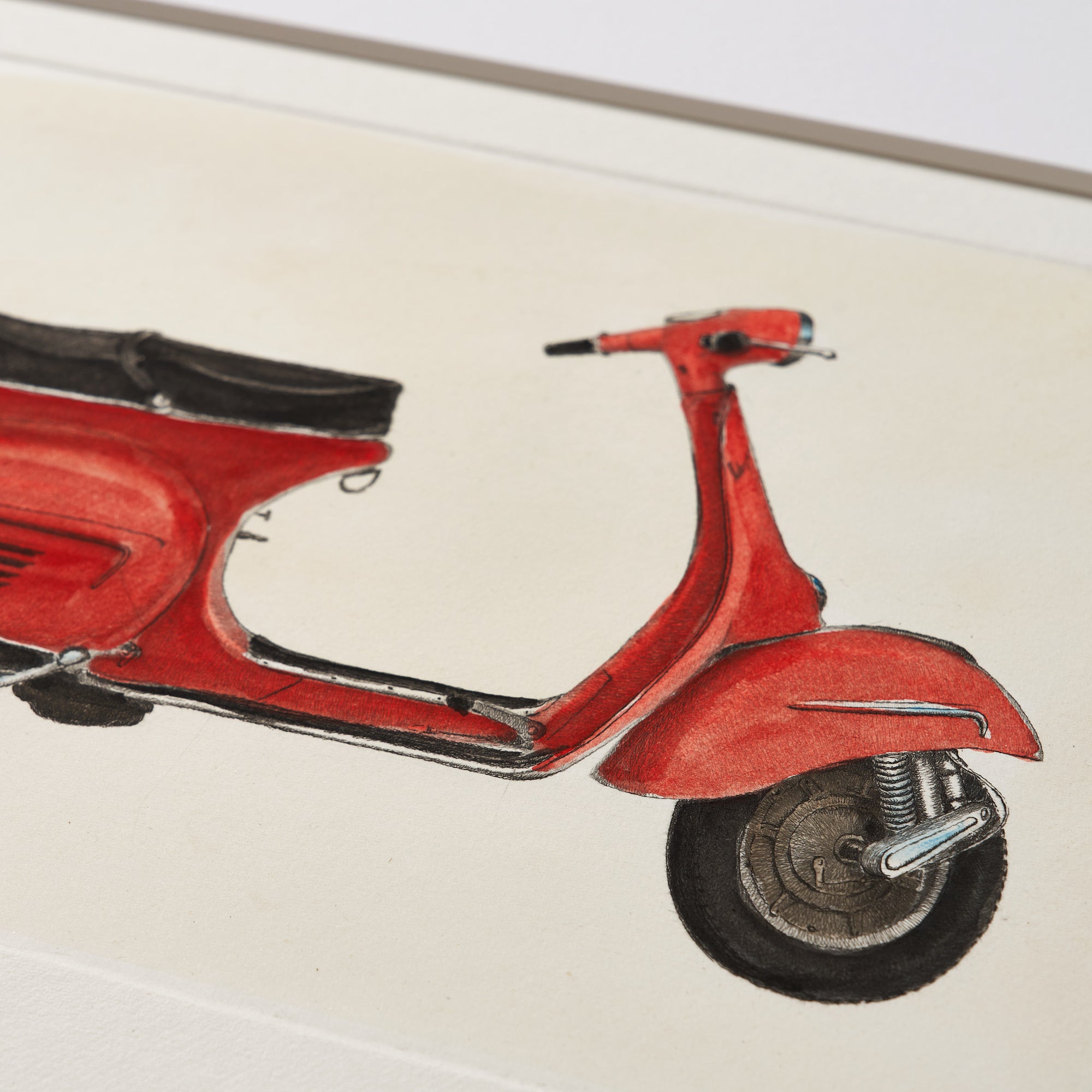 ippogrifo-artisan-etching-acquaforte-watercolor-red-vespa