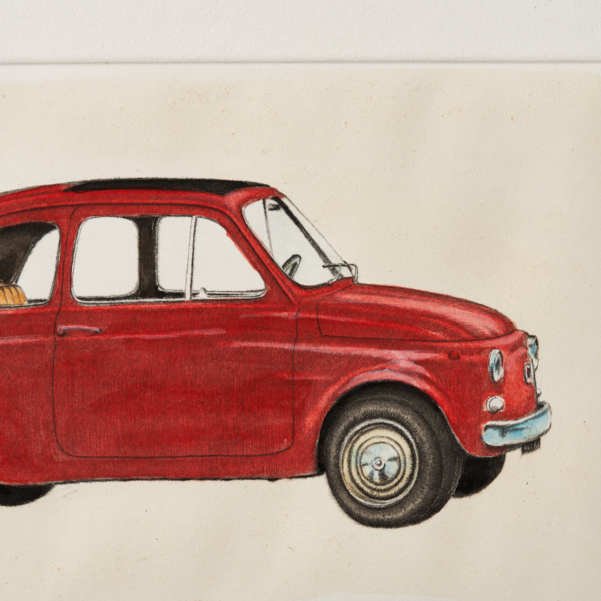 ippogrifo-artisan-etching-acquaforte-watercolor-red-fiat-500