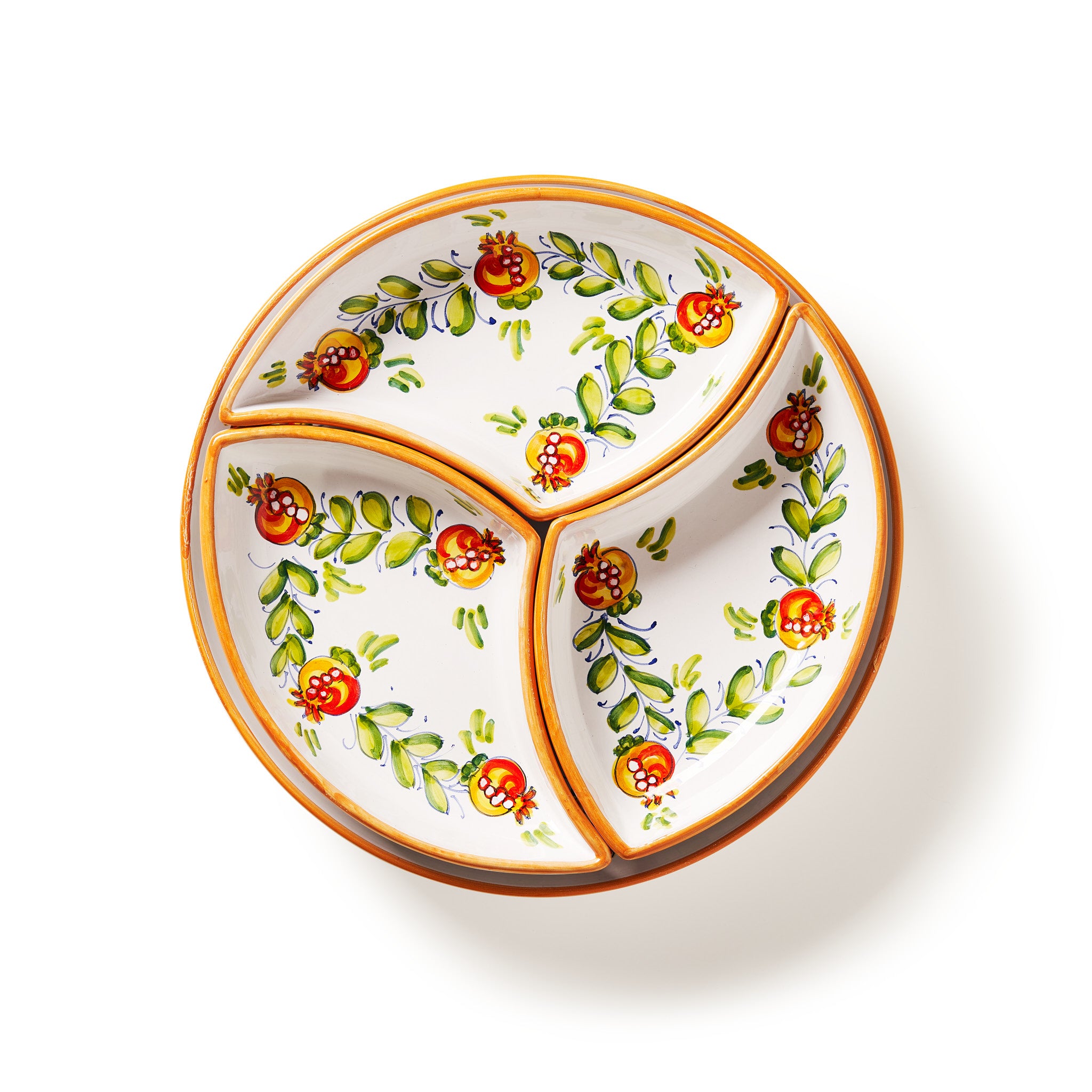 sbigoli-ceramics-pottery-pomegranates-4-plate-Hors-D-Oeuvres-Set