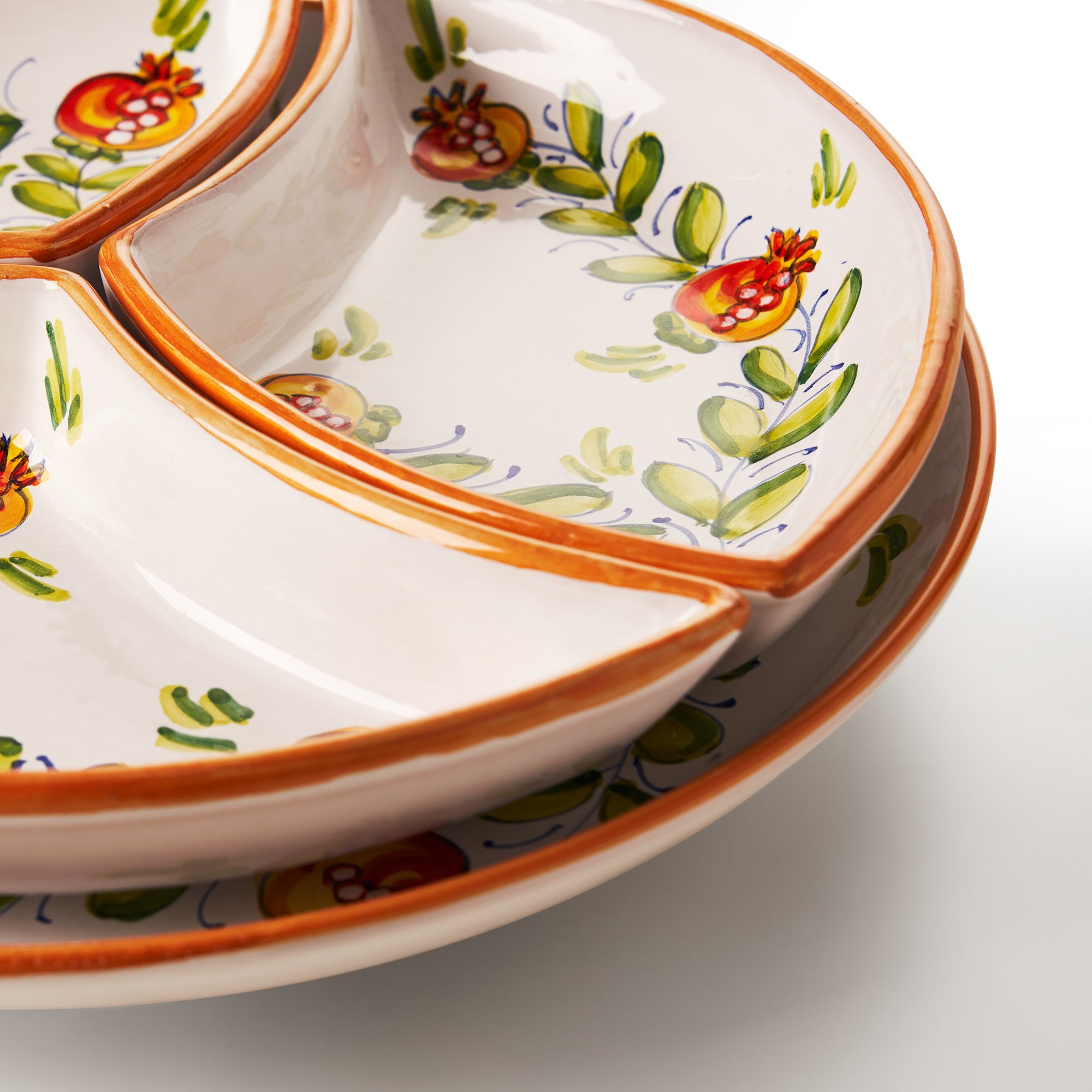 sbigoli-ceramics-pottery-pomegranates-4-plate-Hors-D-Oeuvres-Set