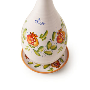 sbigoli-ceramics-pottery-oil-bottle-saucer-spoon-holder-set-pomegranates