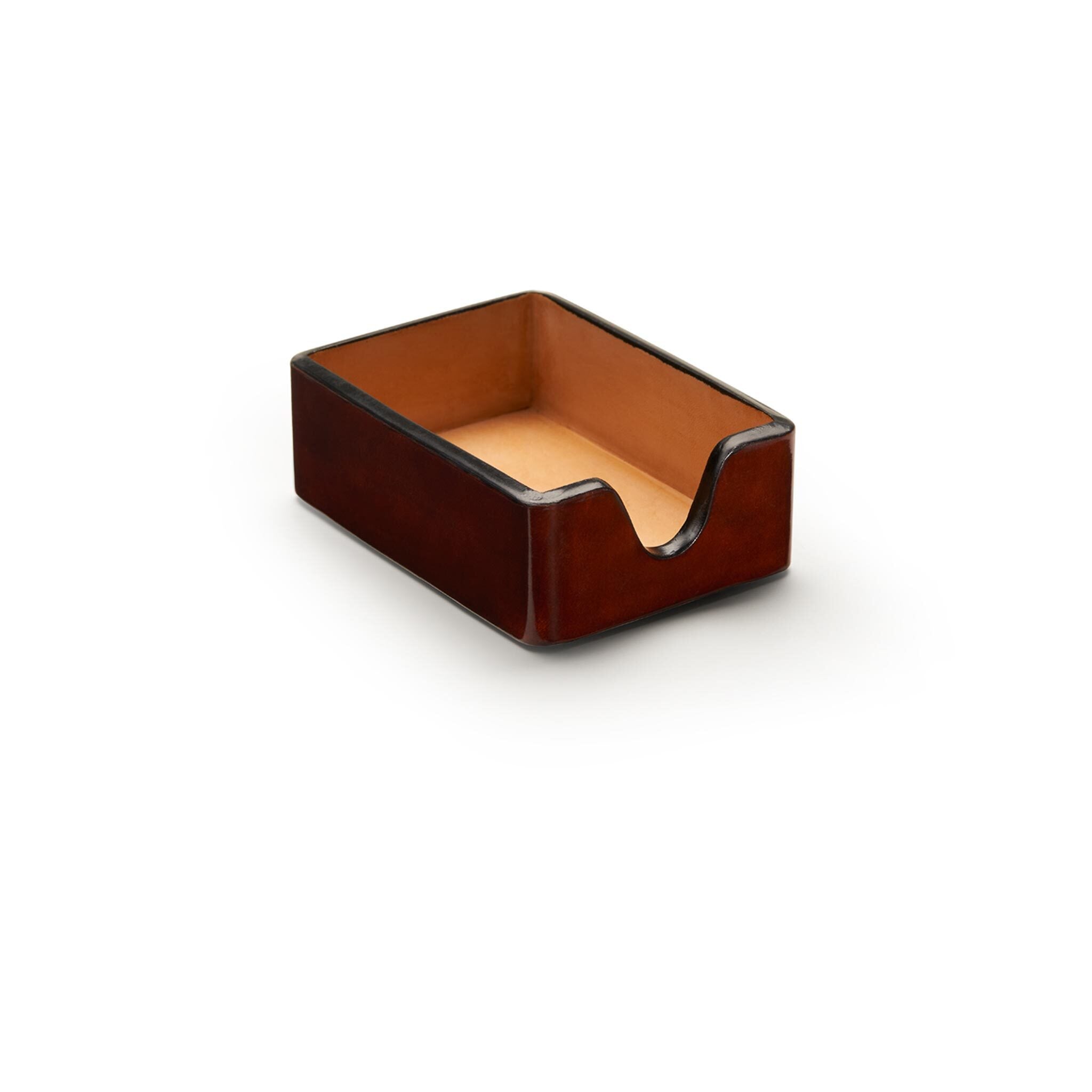 Left side image of dark brown Simone Teddei leather business card holder