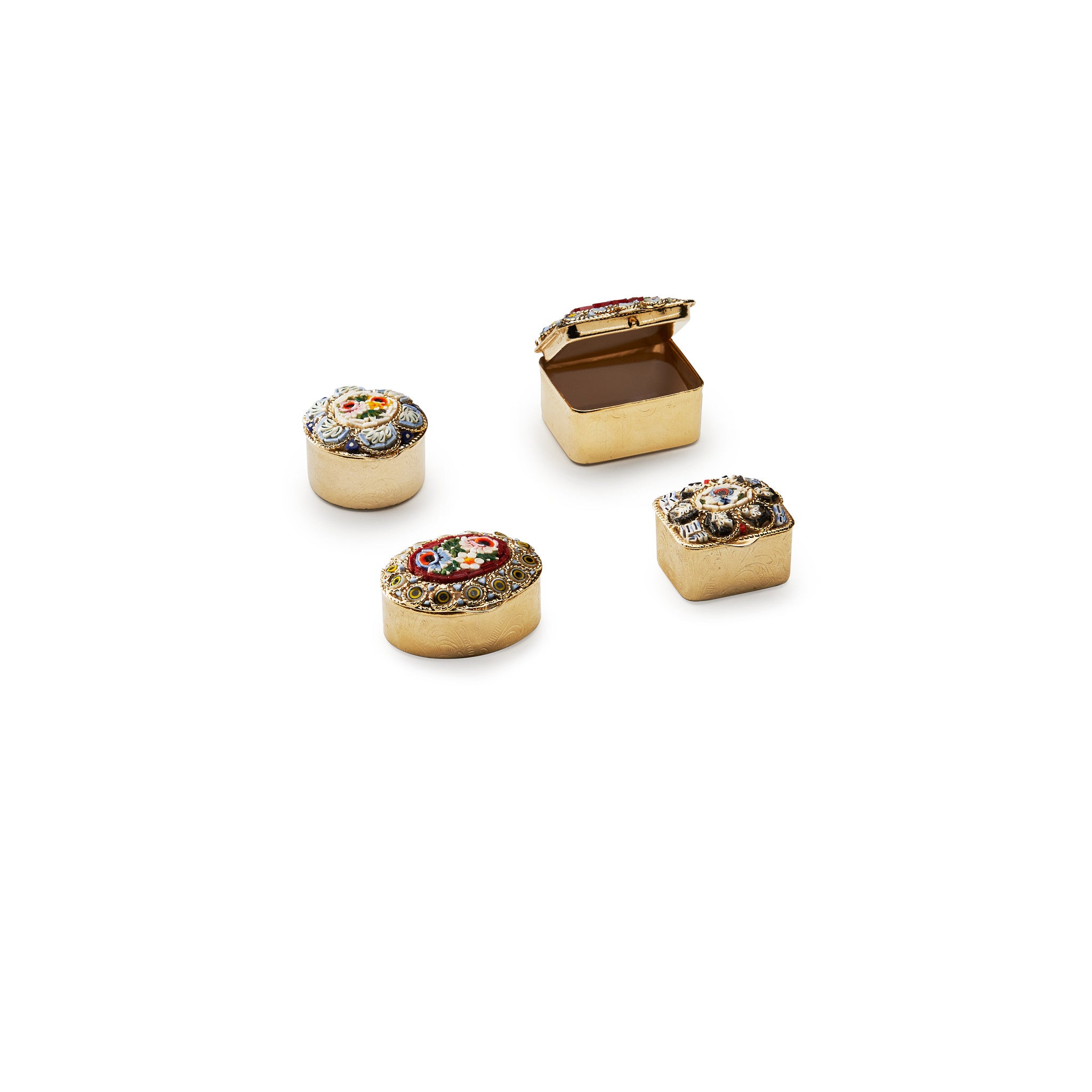 Traversari-Artisan-Mosaics-Product-Set-of-4-small-gold-plated-brass-boxes-with-glass-mosaic