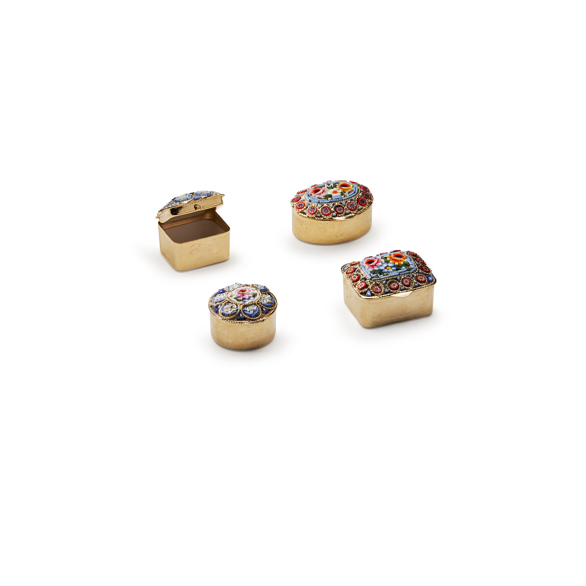 Traversari-Artisan-Mosaics-Product-Set-of-4-small-gold-plated-brass-boxes-with-glass-mosaic