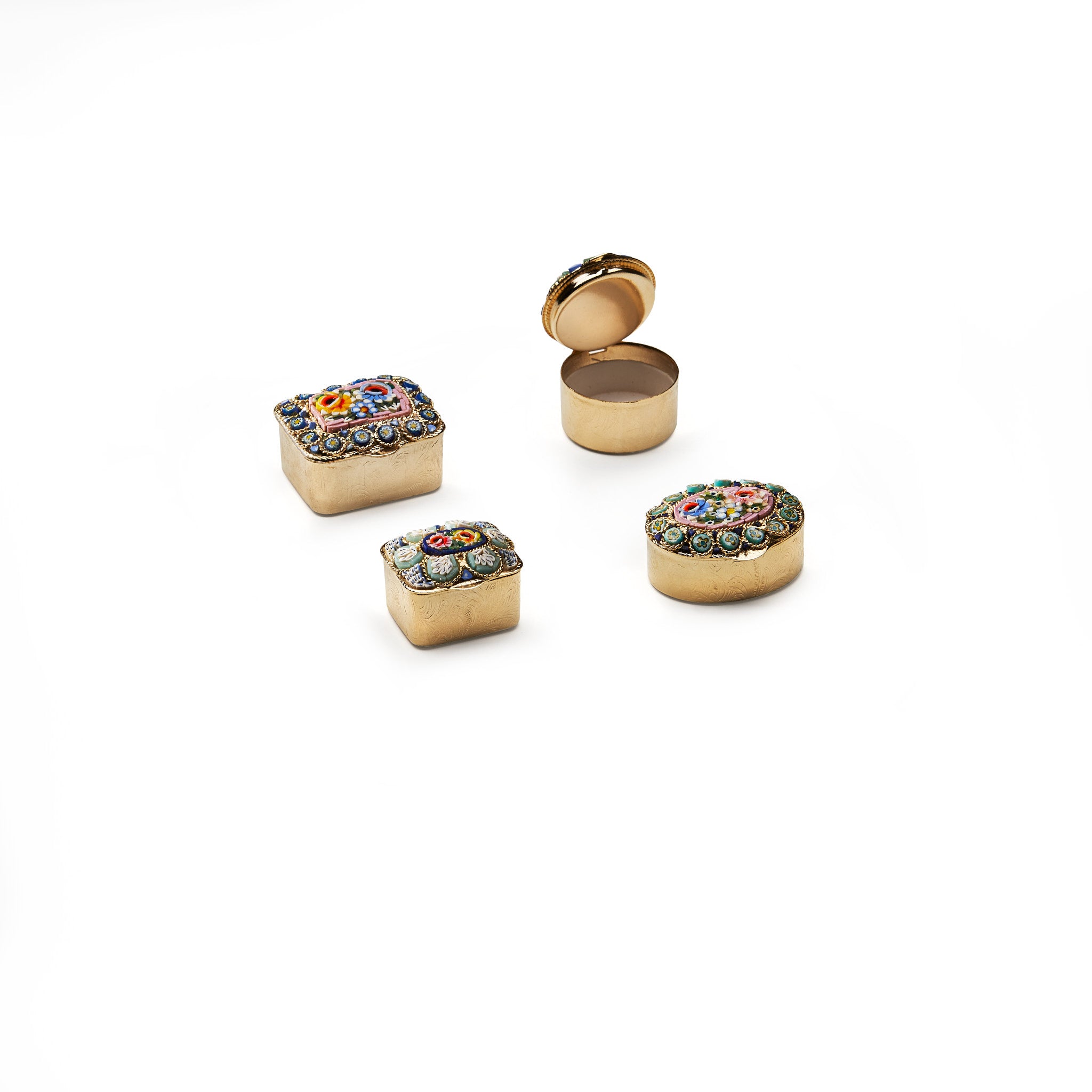 Traversari-Artisan-Mosaics-Product-Set-of-4-small-gold-plated-brass-boxes-with-glass-mosaic