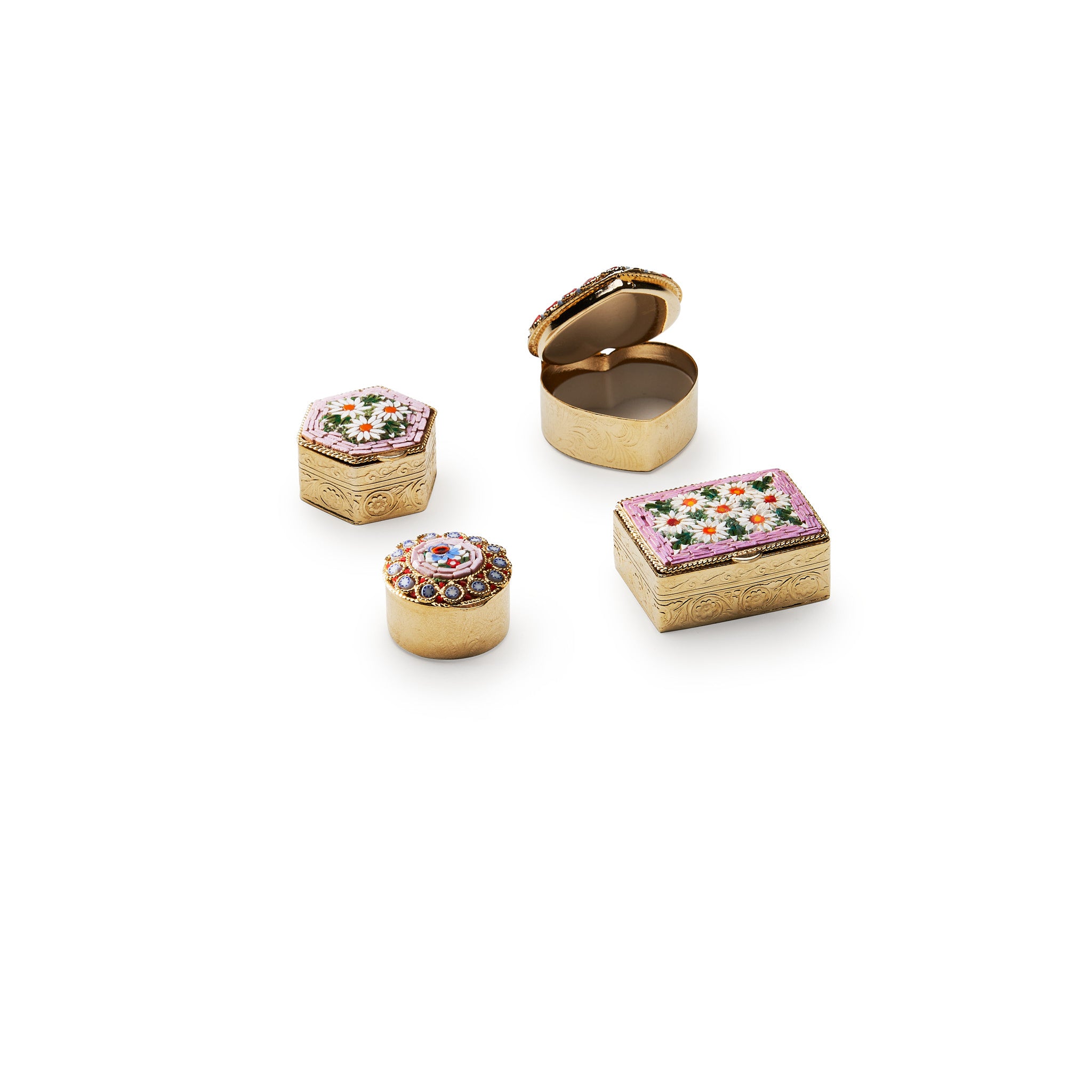 Traversari-Artisan-Mosaics-Product-Set-of-4-small-gold-plated-brass-boxes-with-glass-mosaic