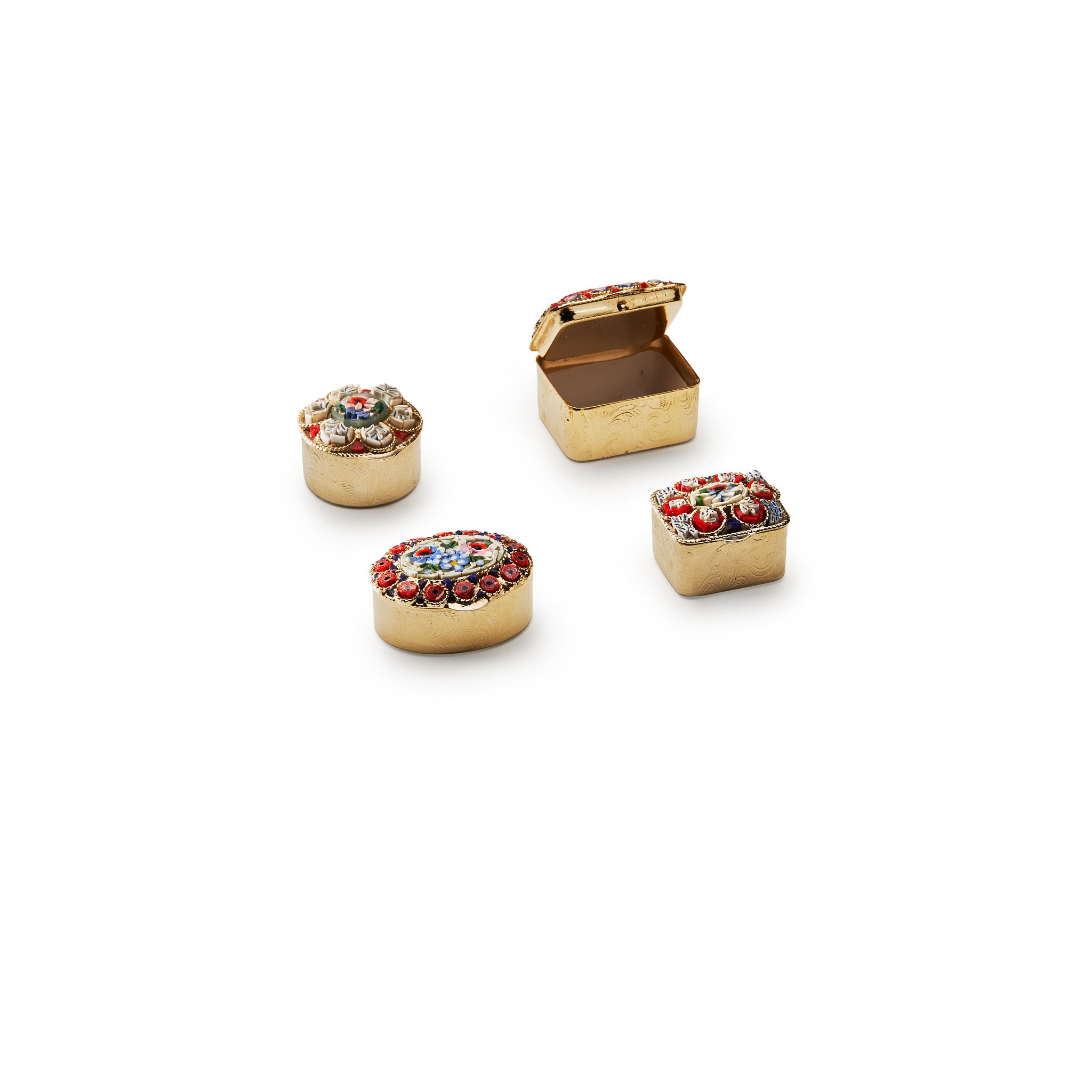 Traversari-Artisan-Mosaics-Product-Set-of-4-small-gold-plated-brass-boxes-with-glass-mosaic