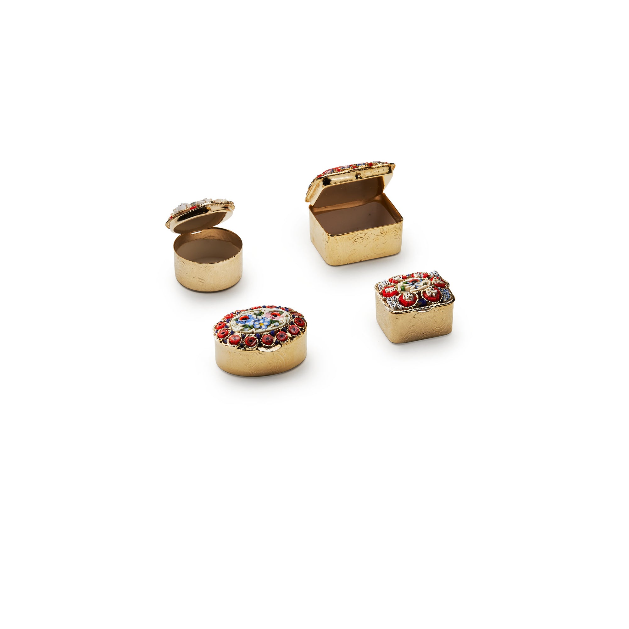 Traversari-Artisan-Mosaics-Product-Set-of-4-small-gold-plated-brass-boxes-with-glass-mosaic
