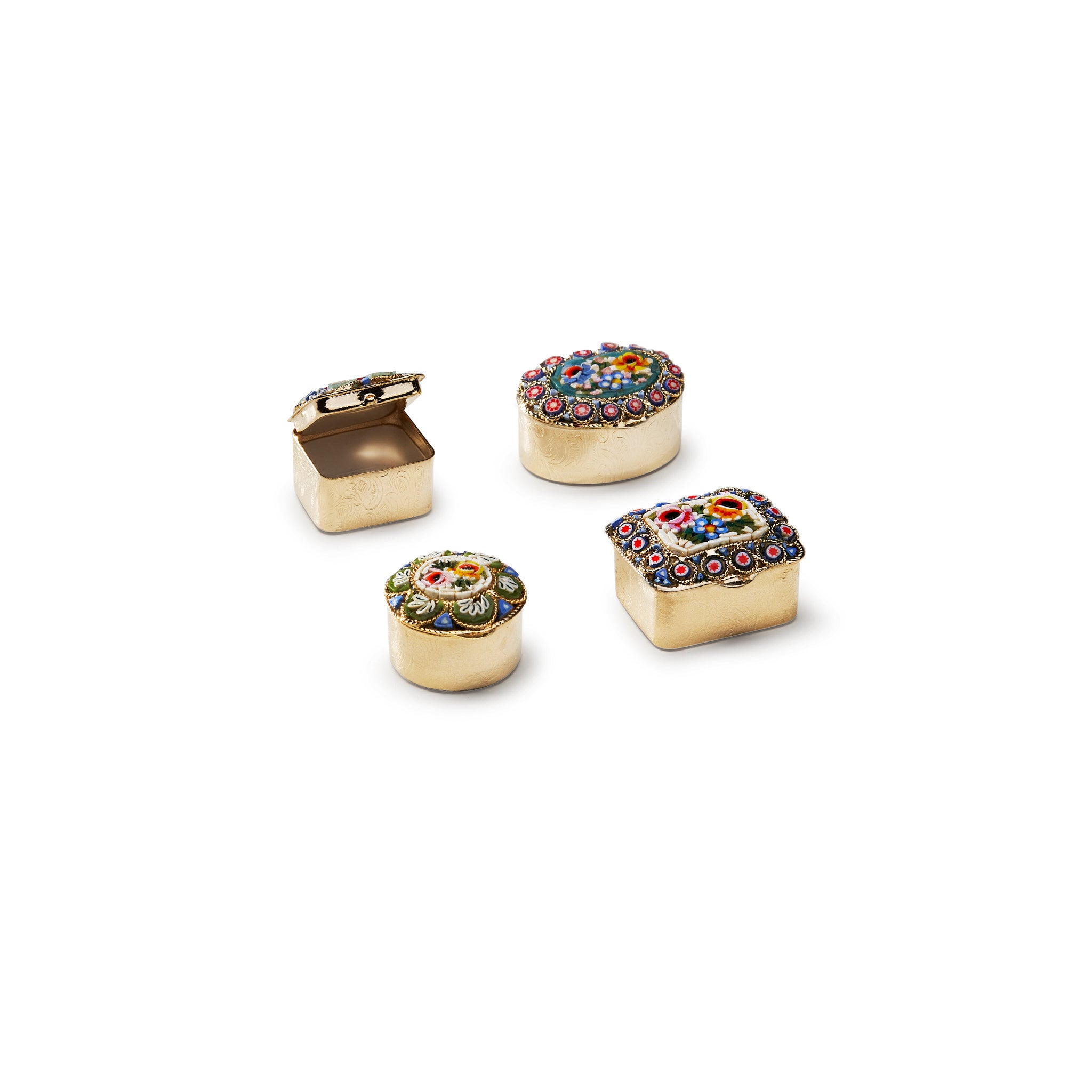 Traversari-Artisan-Mosaics-Product-Set-of-4-small-gold-plated-brass-boxes-with-glass-mosaic