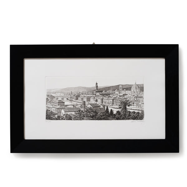 B&W Florence View Etching with Handmade Frame - The Sunny Artisan