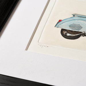 ippogrifo-artisan-etching-acquaforte-watercolor-light-blue-vespa